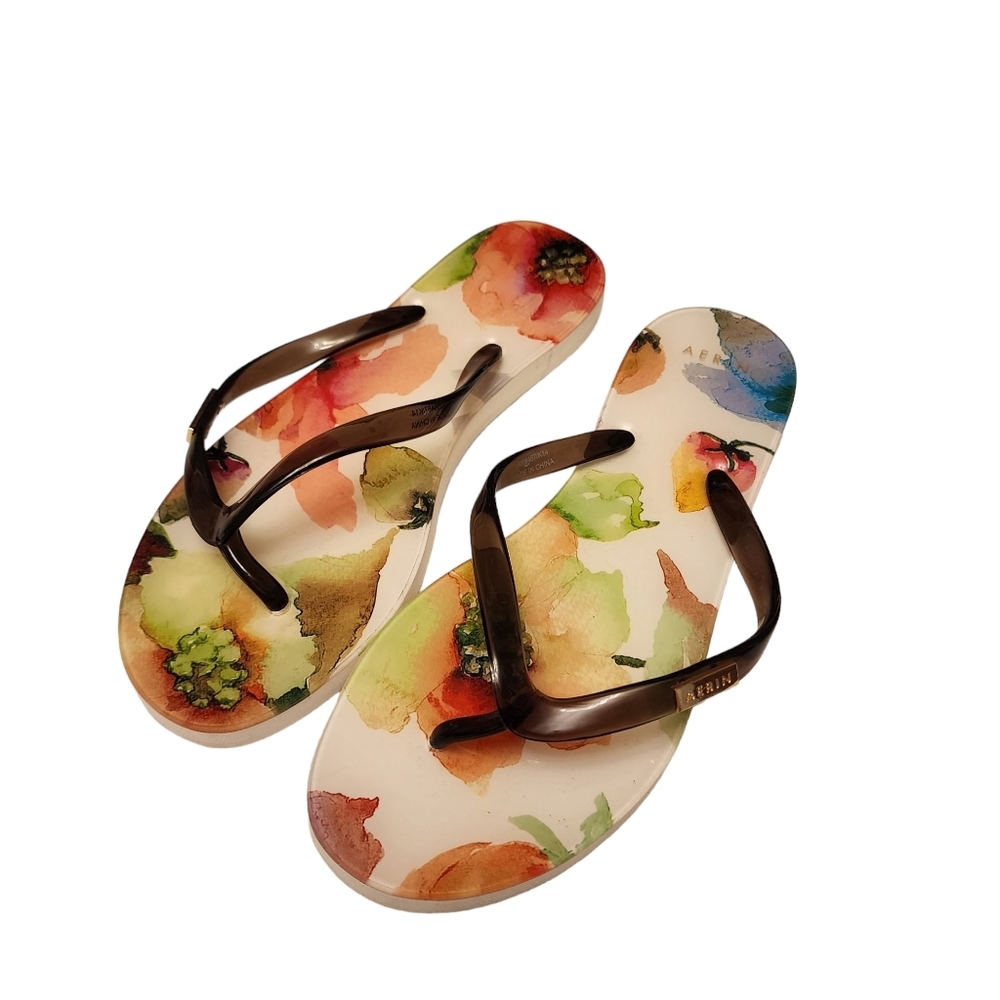 AERIN Georgette Floral Thong Flip Flops Size 7